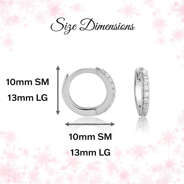 Sterling Silver Huggie Hoop Earrings with CZs for Kids 10mm Cherished Moments Earrings