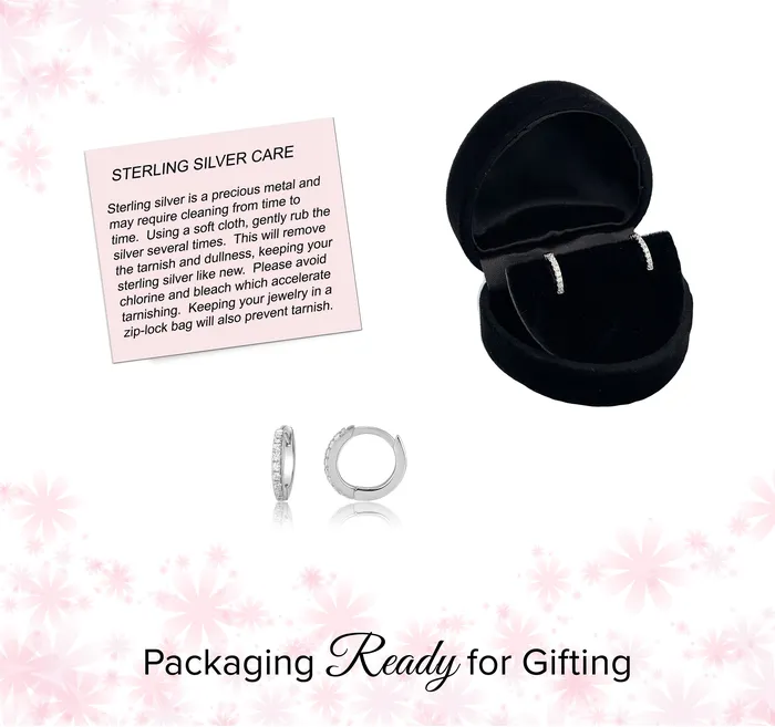 Sterling Silver Huggie Hoop Earrings with CZs for Kids 10mm Cherished Moments Earrings
