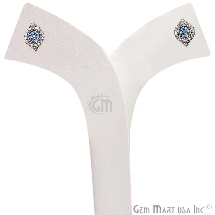 Tanzanite Diamond Pave Evil Eye Sterling Silver Stud Earring GemMartUSA Earrings