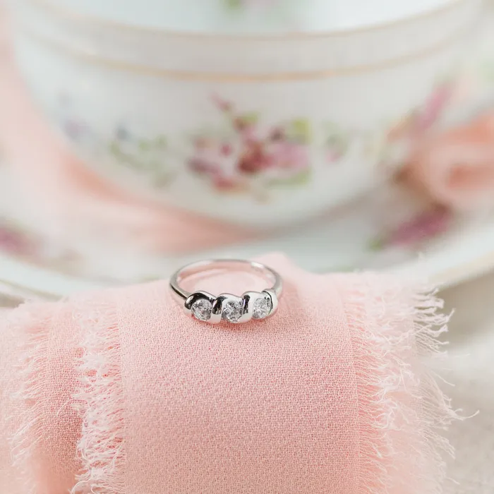 Timeless Sterling Silver Baby Ring with GenuineWhite Sapphires Cherished Moments Rings