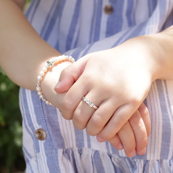 Timeless Sterling Silver Baby Ring with GenuineWhite Sapphires Cherished Moments Rings