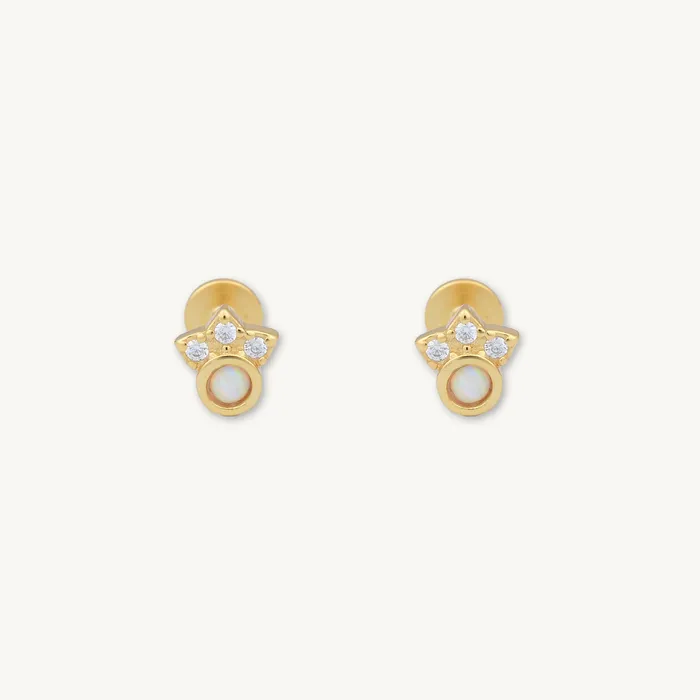 Trio Sapphire Opal Flat Back Earrings Camile Stone Earrings