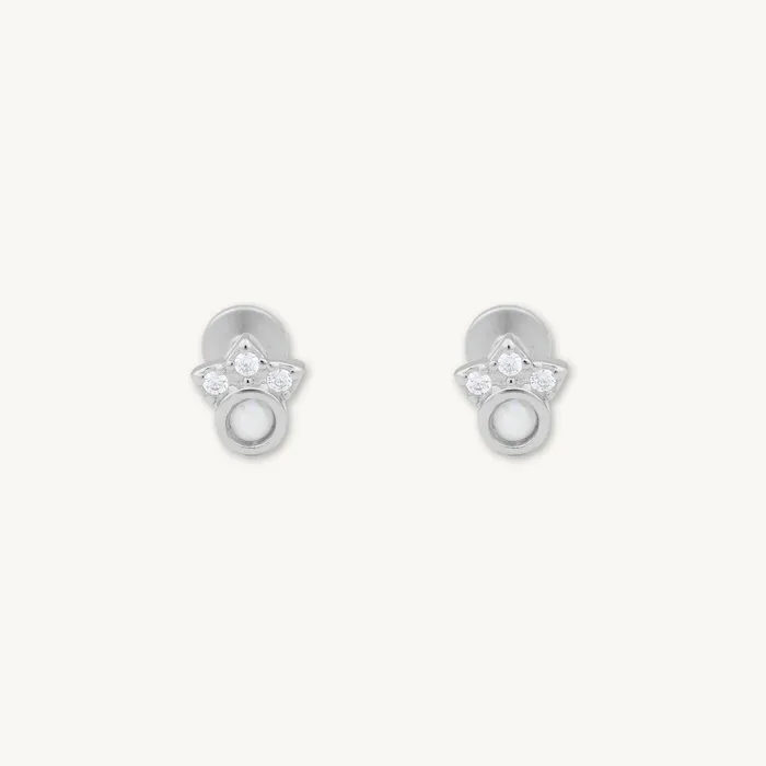 Trio Sapphire Opal Flat Back Earrings Camile Stone Earrings