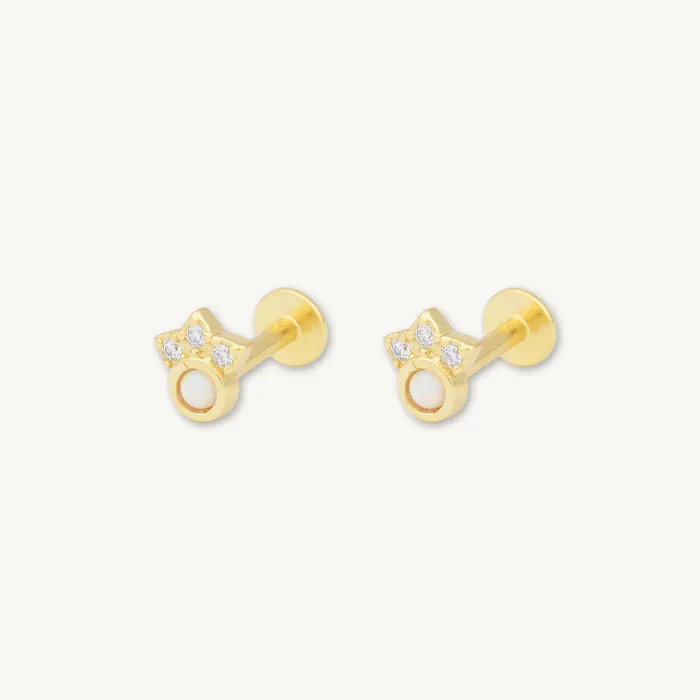 Trio Sapphire Opal Flat Back Earrings Camile Stone Earrings