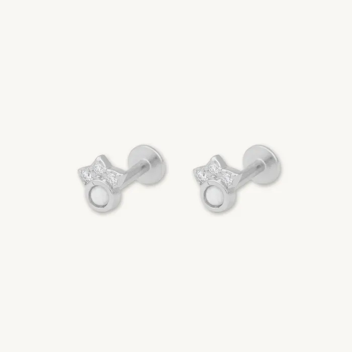 Trio Sapphire Opal Flat Back Earrings Camile Stone Earrings