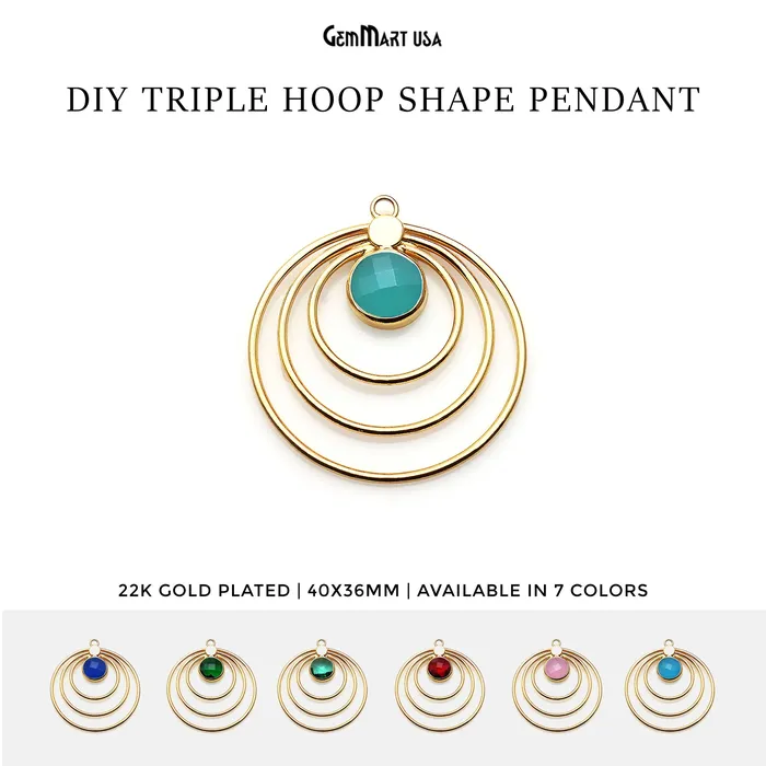 Triple Hoop Gemstone Gold Chandelier Finding Connector 1PC GemmartUSA Earrings Triple Hoop Gemstone Gold Chandelier Finding Connector 1PC GemmartUSA Earrings