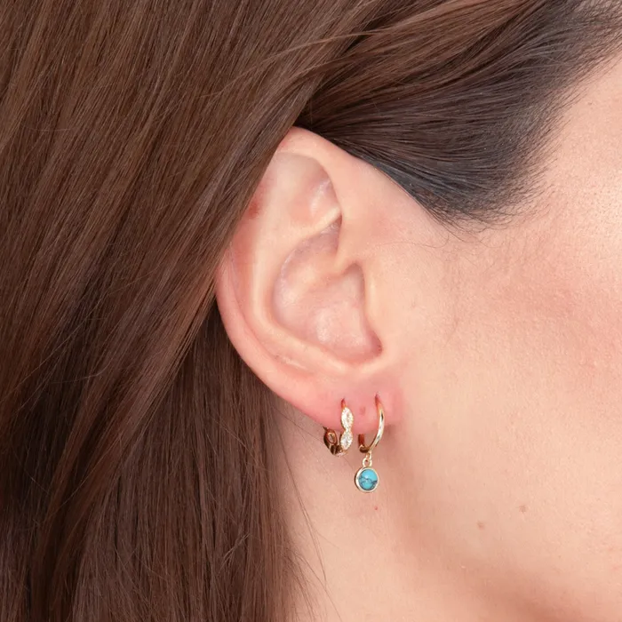 Turquoise Circle Dangle Huggie Earrings Camile Stone Earrings Turquoise Circle Dangle Huggie Earrings Camile Stone Earrings