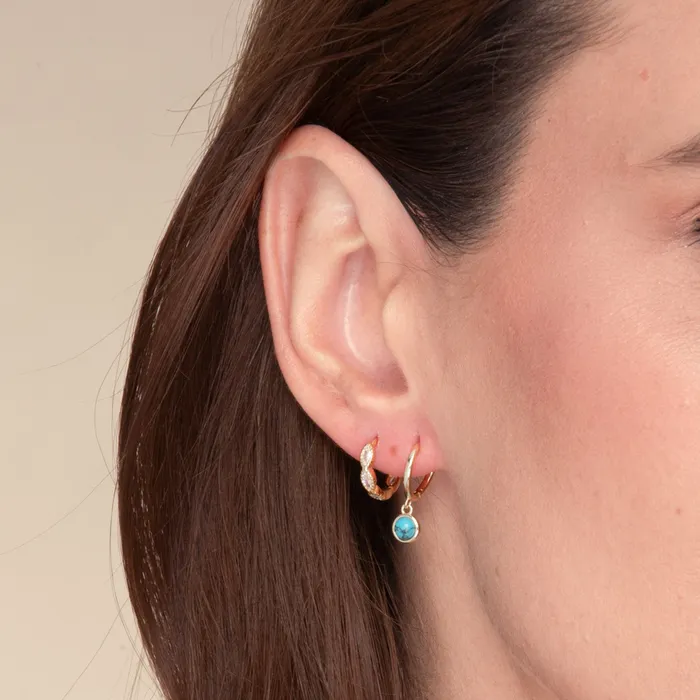 Turquoise Circle Dangle Huggie Earrings Camile Stone Earrings Turquoise Circle Dangle Huggie Earrings Camile Stone Earrings
