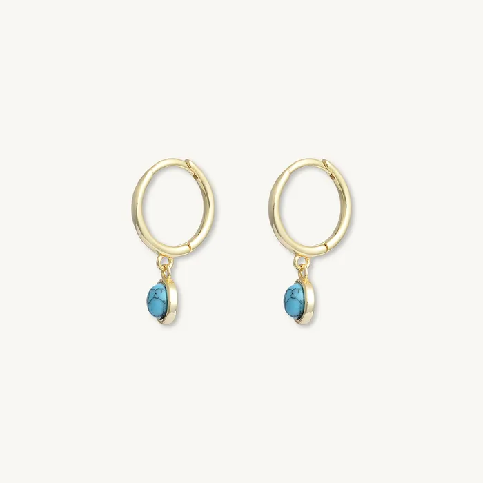 Turquoise Circle Dangle Huggie Earrings Camile Stone Earrings Turquoise Circle Dangle Huggie Earrings Camile Stone Earrings