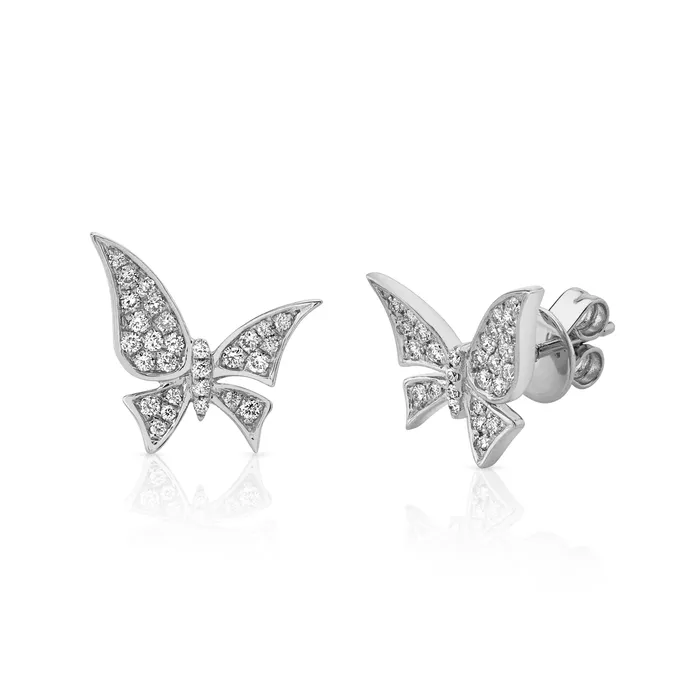 TVON Earrings 14K 025cttw VS White Diamond Butterfly Stud Earrings