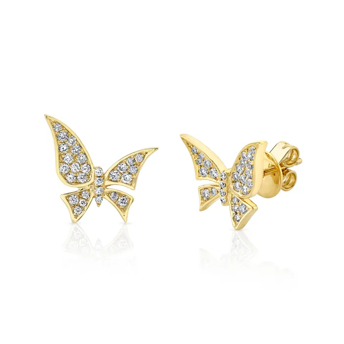 TVON Earrings 14K 025cttw VS White Diamond Butterfly Stud Earrings
