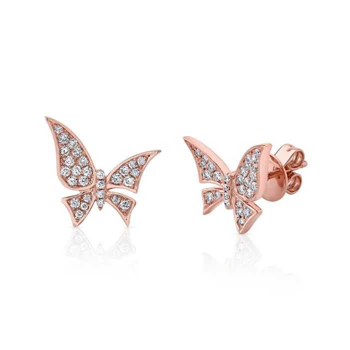 TVON Earrings 14K 025cttw VS White Diamond Butterfly Stud Earrings