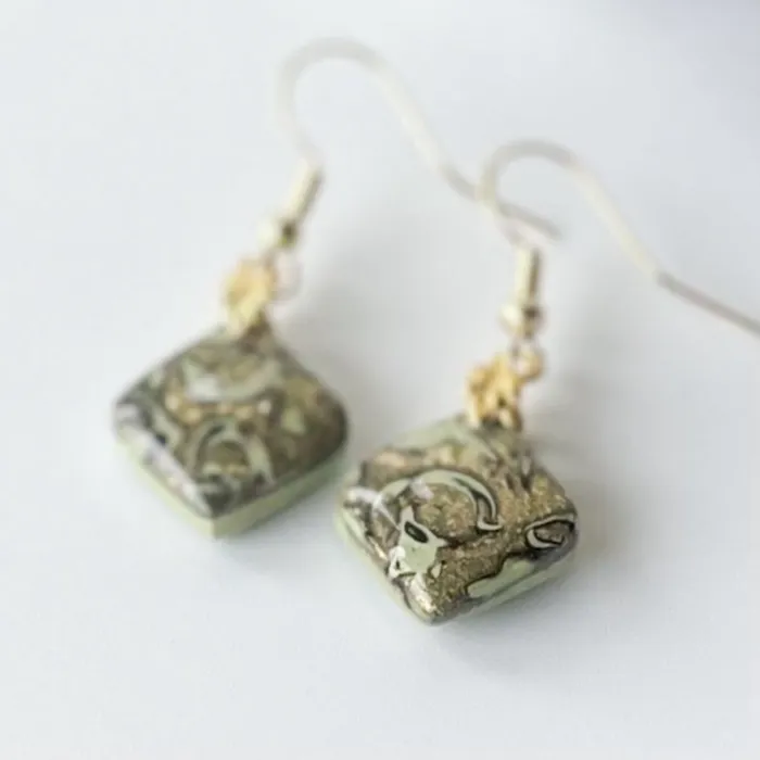 Willow Wattle Handmade Earrings NEW Gold Park Floral Stepping Stone Earrings Willow Wattle Handmade Earrings NEW Gold Park Floral Stepping Stone Earrings