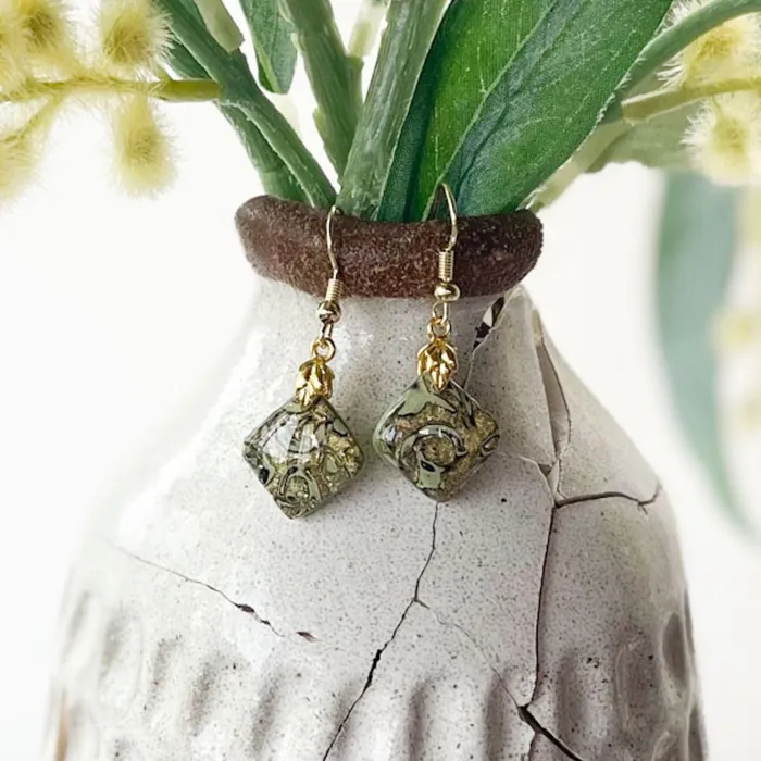Willow Wattle Handmade Earrings NEW Gold Park Floral Stepping Stone Earrings