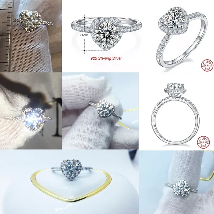 Womens Engagement Ring Womens Moissanite Wedding Ring Moissanite Diamond Heart Ring Lab Diamonds London Rings