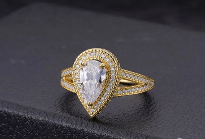 Womens Gold Engagement Ring Pear Shape Ring Gold Pear Shape ring Gold Diamond Ring Teardrop Engagement Ring Teardrop Ring Minx London Rings