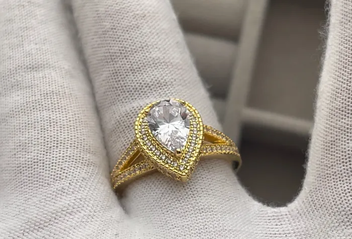 Womens Gold Engagement Ring Pear Shape Ring Gold Pear Shape ring Gold Diamond Ring Teardrop Engagement Ring Teardrop Ring Minx London Rings