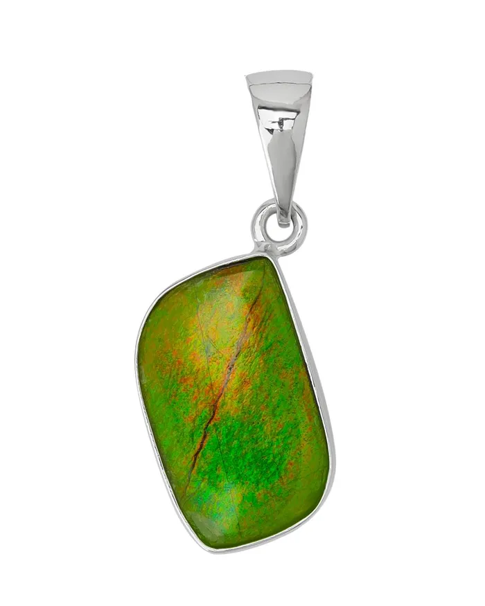 YoTreasure 625 Ct Ammolite 925 Sterling Silver Necklace Pendant Jewelry Necklaces