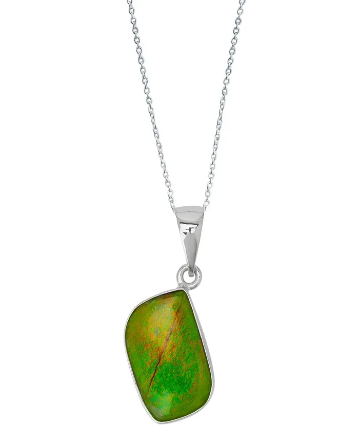 YoTreasure 625 Ct Ammolite 925 Sterling Silver Necklace Pendant Jewelry Necklaces