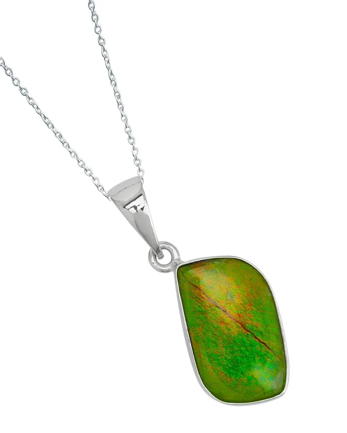 YoTreasure 625 Ct Ammolite 925 Sterling Silver Necklace Pendant Jewelry Necklaces