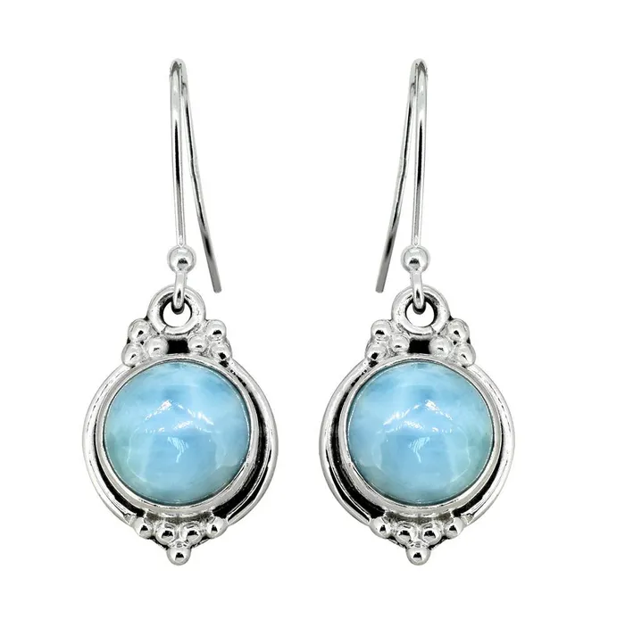 YoTreasure Earrings 133 Natural Larimar Solid 925 Sterling Silver Dangle Earrings Jewelry YoTreasure Earrings 133 Natural Larimar Solid 925 Sterling Silver Dangle Earrings Jewelry