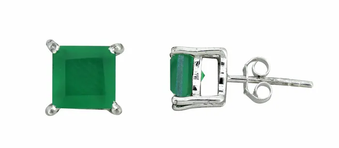YoTreasure Earrings Green Onyx 925 Sterling Silver Stud Earrings Jewelry