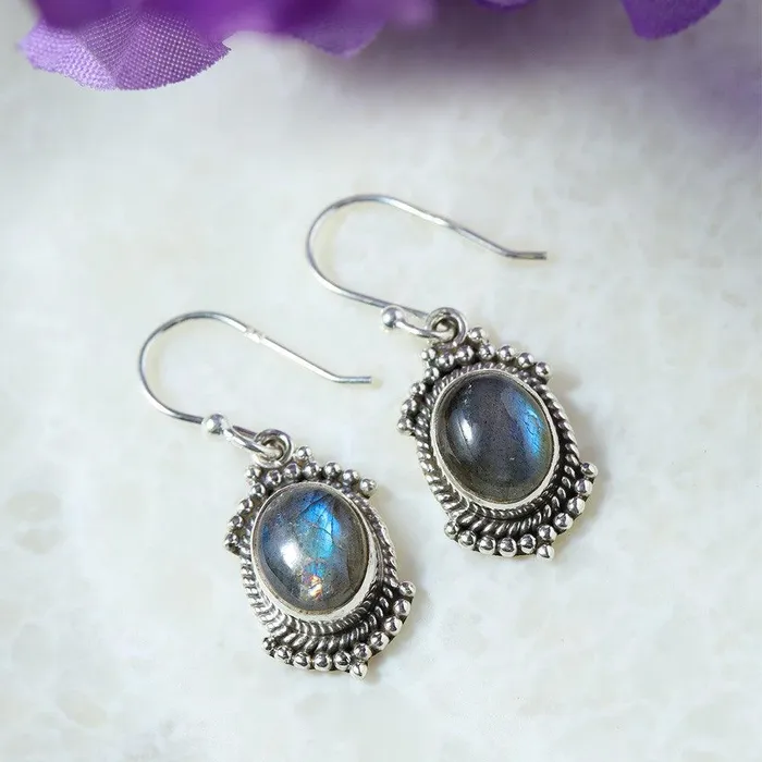 YoTreasure Earrings Labradorite Solid 925 Sterling Silver Dangle Earrings Gemstone Jewelry YoTreasure Earrings Labradorite Solid 925 Sterling Silver Dangle Earrings Gemstone Jewelry
