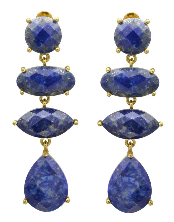 YoTreasure Earrings Lapis Gold Plated Over BrassDrop Earrings Jewelry
