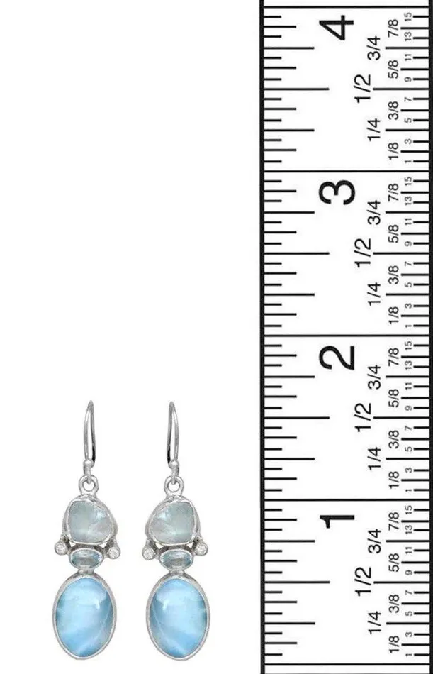 YoTreasure Earrings Larimar Raw Blue Topaz 925 Solid Sterling Silver Earrings