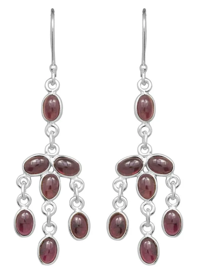 YoTreasure Natural Garnet Dangling 925 Solid Sterling Silver Earrings Silver Jewelry Earrings YoTreasure Natural Garnet Dangling 925 Solid Sterling Silver Earrings Silver Jewelry Earrings