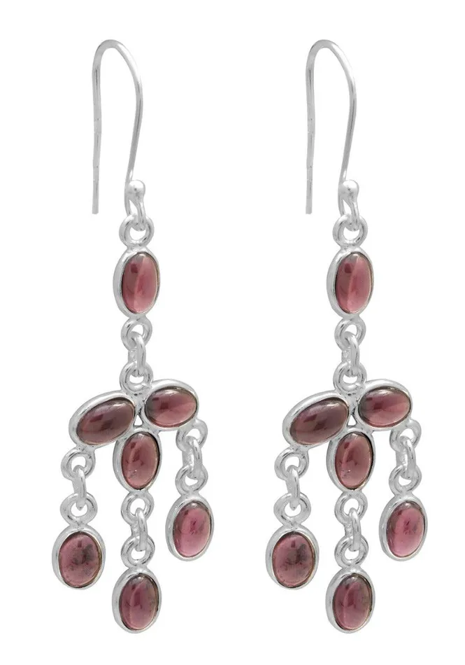YoTreasure Natural Garnet Dangling 925 Solid Sterling Silver Earrings Silver Jewelry Earrings