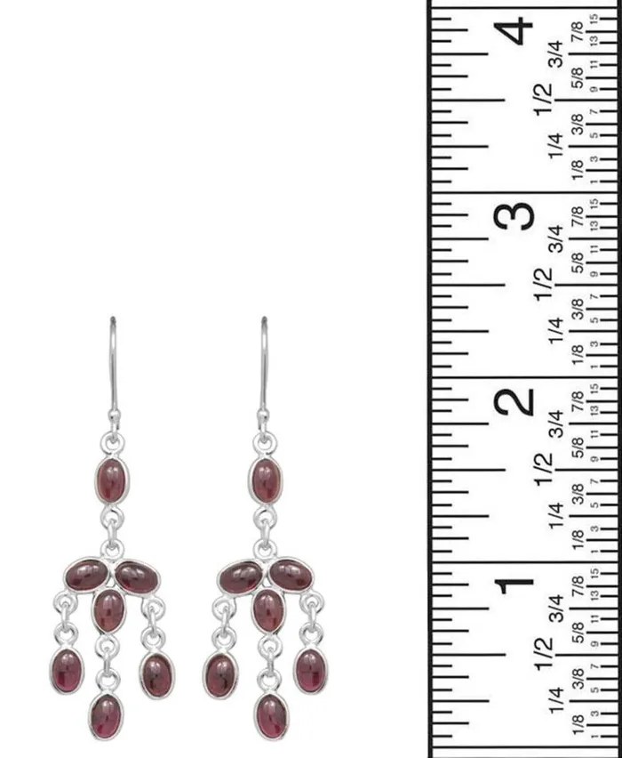 YoTreasure Natural Garnet Dangling 925 Solid Sterling Silver Earrings Silver Jewelry Earrings