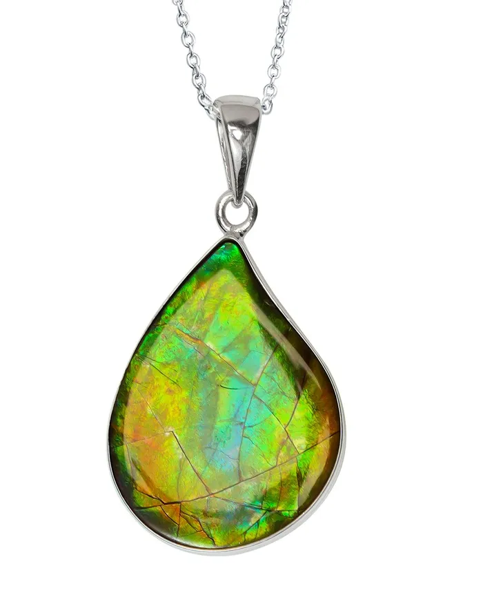 YoTreasure Necklaces 1425 Ct Ammolite Solid 925 Sterling Silver Necklace Pendant Jewelry YoTreasure Necklaces 1425 Ct Ammolite Solid 925 Sterling Silver Necklace Pendant Jewelry