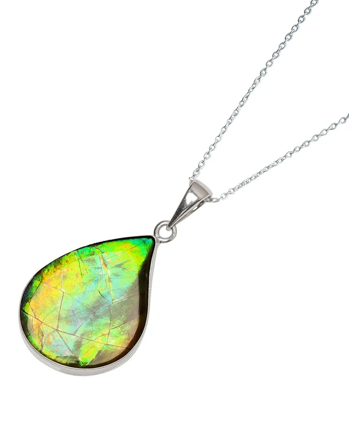 YoTreasure Necklaces 1425 Ct Ammolite Solid 925 Sterling Silver Necklace Pendant Jewelry
