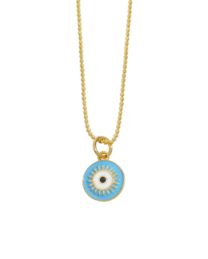 YoTreasure Necklaces Blue Enamel Evil Eye Pendant Necklace Solid 14K Gold Plated Over 925 Sterling Silver Jewelry YoTreasure Necklaces Blue Enamel Evil Eye Pendant Necklace Solid 14K Gold Plated Over 925 Sterling Silver Jewelry
