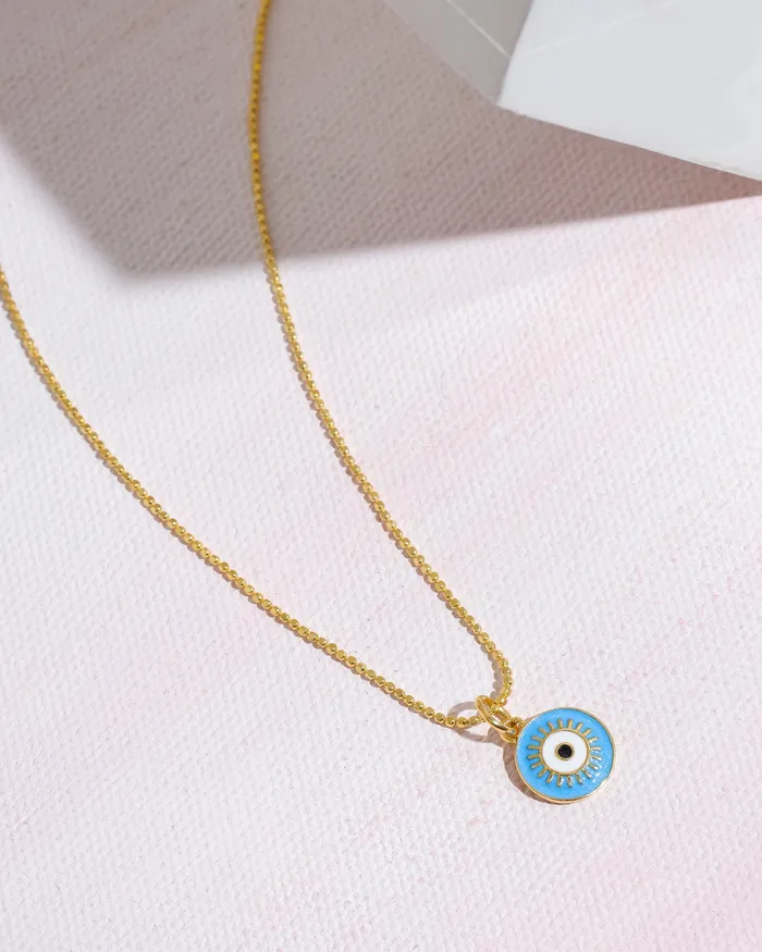 YoTreasure Necklaces Blue Enamel Evil Eye Pendant Necklace Solid 14K Gold Plated Over 925 Sterling Silver Jewelry YoTreasure Necklaces Blue Enamel Evil Eye Pendant Necklace Solid 14K Gold Plated Over 925 Sterling Silver Jewelry