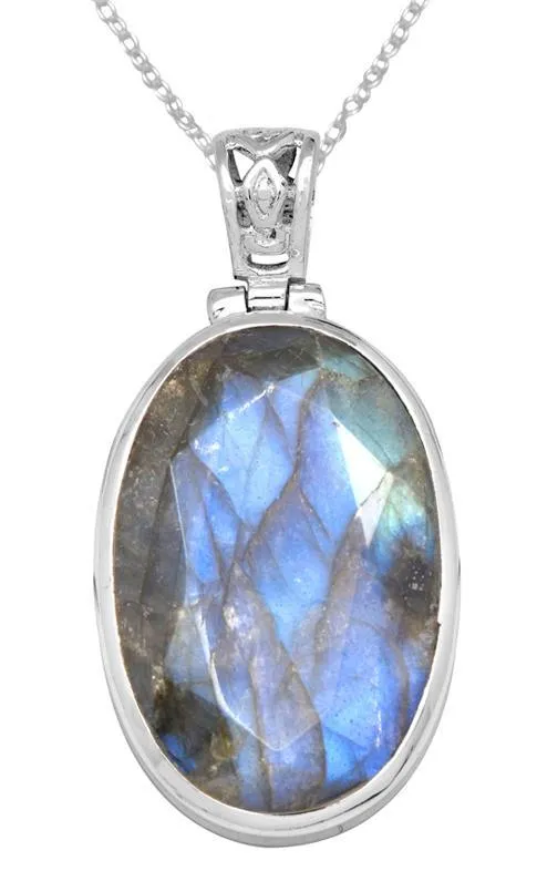 YoTreasure Necklaces Labradorite 1 34 Long 925 Solid Sterling Silver Pendant With 18 Chain YoTreasure Necklaces Labradorite 1 34 Long 925 Solid Sterling Silver Pendant With 18 Chain