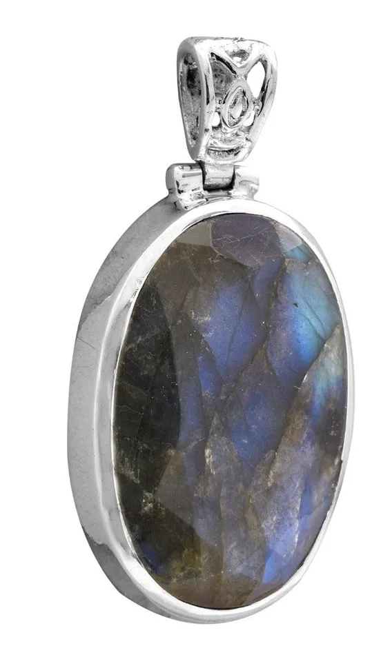 YoTreasure Necklaces Labradorite 1 34 Long 925 Solid Sterling Silver Pendant With 18 Chain