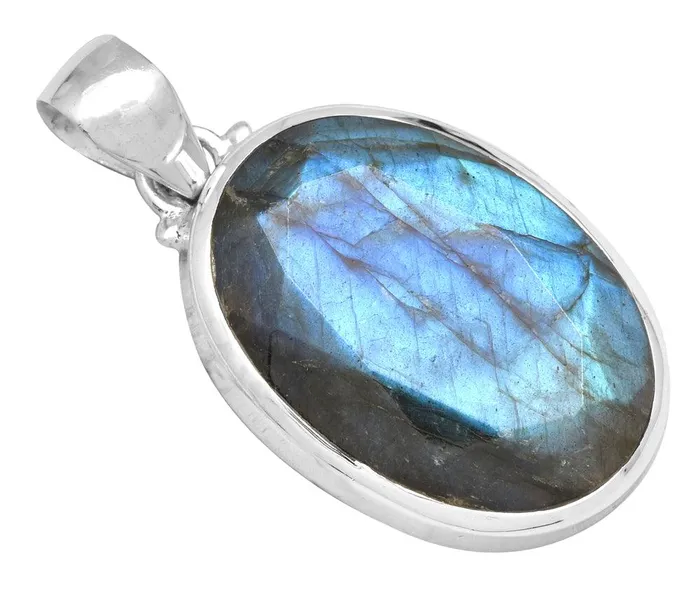 YoTreasure Necklaces Labradorite 1 34 Long 925 Solid Sterling Silver Pendant With 18 Chain