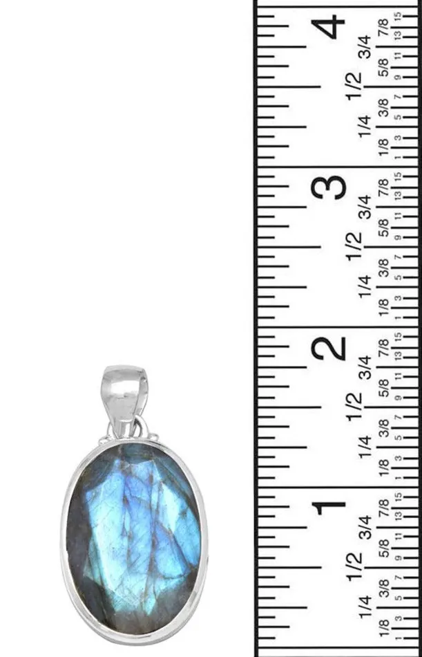 YoTreasure Necklaces Labradorite 1 34 Long 925 Solid Sterling Silver Pendant With 18 Chain
