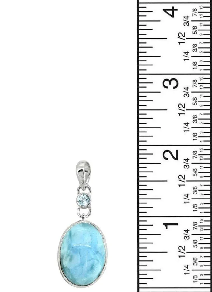 YoTreasure Necklaces Natural Larimar Solid 925 Sterling Silver Pendant 2