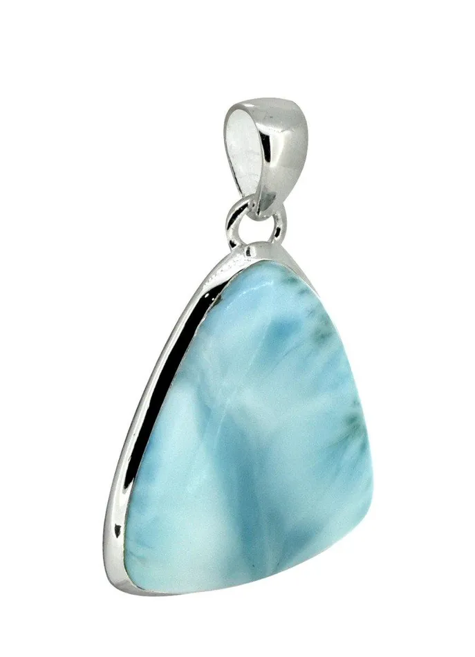 YoTreasure Necklaces Natural Larimar Solid 925 Sterling Silver Pendant Silver Jewelry 1 34