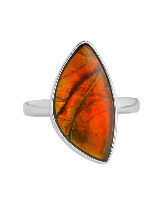 YoTreasure Rings 925 Silver 47 Cts Ammolite Gemstone Ring