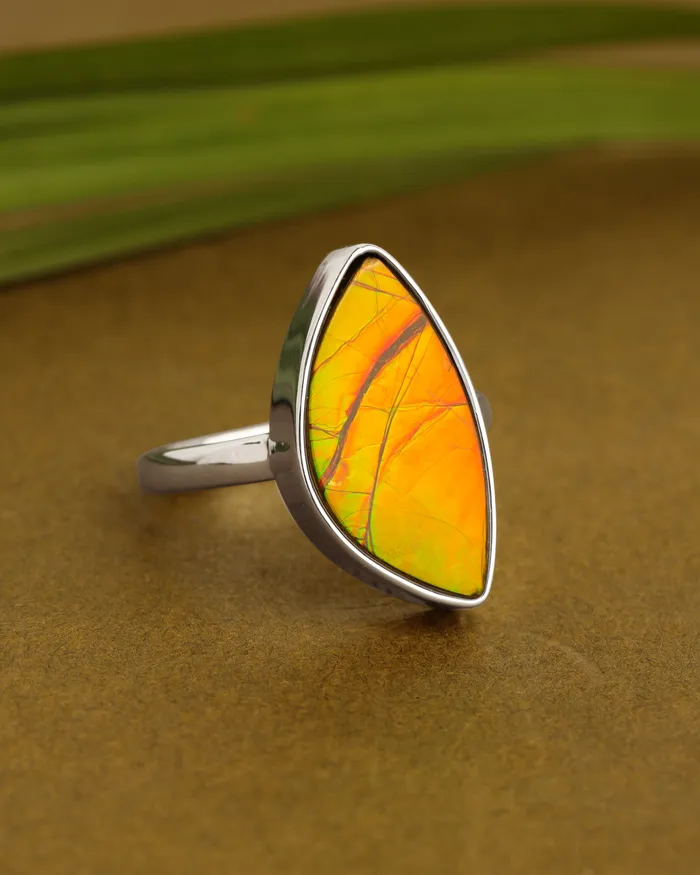 YoTreasure Rings 925 Silver 47 Cts Ammolite Gemstone Ring