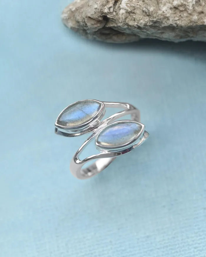 YoTreasure Rings Labradorite Solid 925 Sterling Silver Leaf Design Ring Genuine Gemstone Jewelry YoTreasure Rings Labradorite Solid 925 Sterling Silver Leaf Design Ring Genuine Gemstone Jewelry