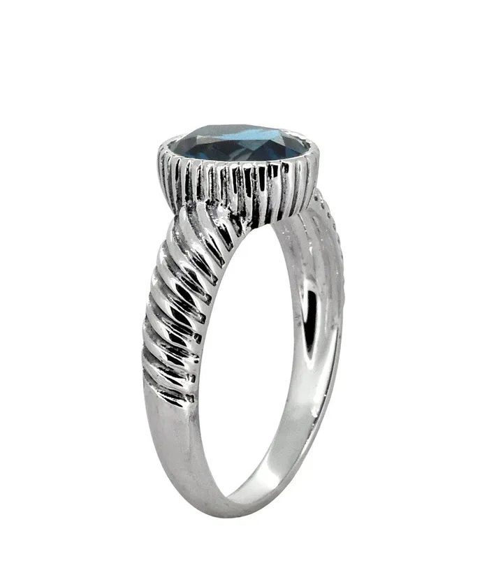 YoTreasure Rings London Blue Topaz Gemstone Ring Solid 925 Sterling Silver Jewelry