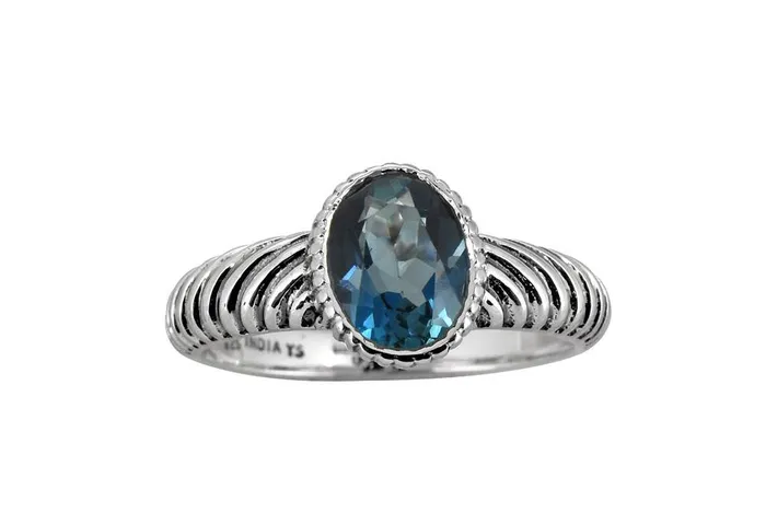 YoTreasure Rings London Blue Topaz Gemstone Ring Solid 925 Sterling Silver Jewelry