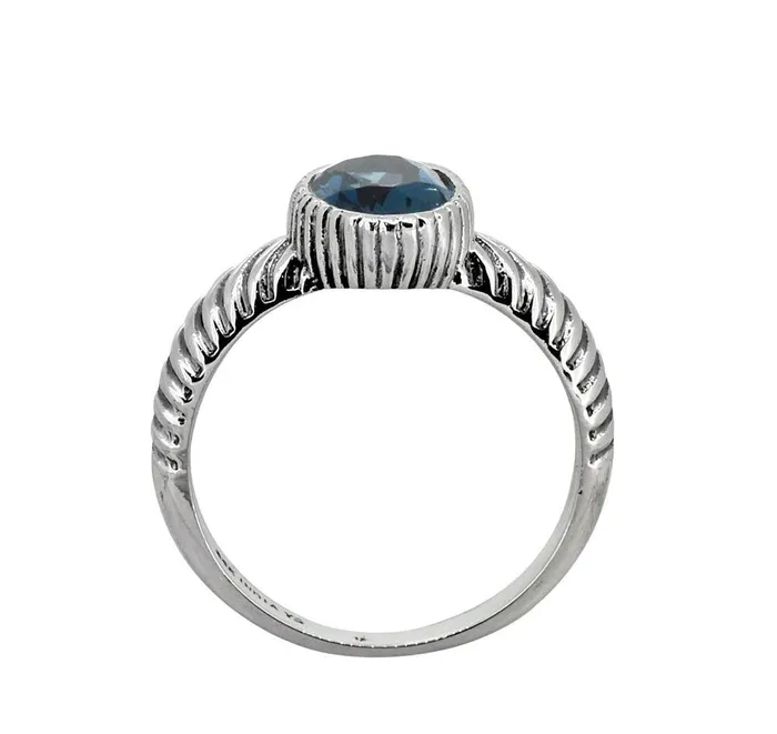 YoTreasure Rings London Blue Topaz Gemstone Ring Solid 925 Sterling Silver Jewelry