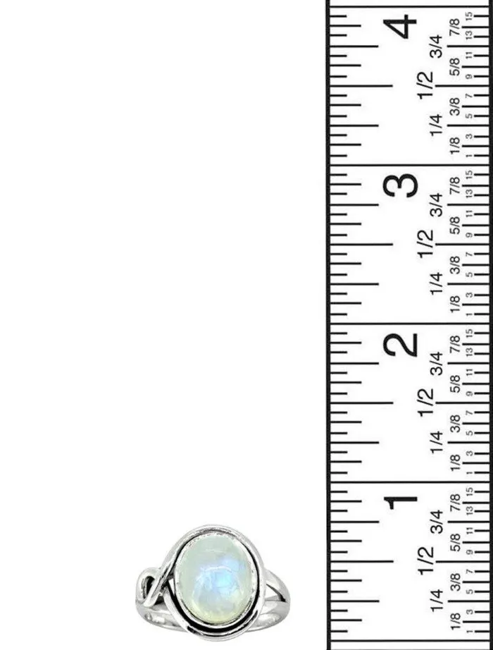 YoTreasure Rings Rainbow Moonstone Solid 925 Sterling Silver Ring Jewelry