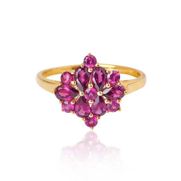 YoTreasure Rings Rhodolite Garnet Cluster Ring 14k Gold Over 925 Silver Jewelry YoTreasure Rings Rhodolite Garnet Cluster Ring 14k Gold Over 925 Silver Jewelry